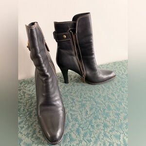 Coach all leather black boots